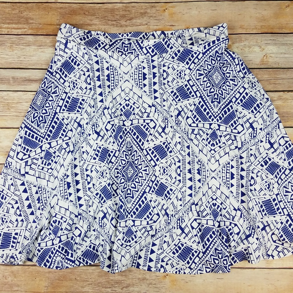 Cynthia Rowley Women's Blue White Circle Skirt Med